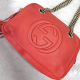 グッチ ソーホー レザー フリンジ チェーンショルダーバッグ ピンク - NEWSED