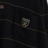 セリーヌ ヴィンテージ ボーダー柄 トリオンフ ワッペン 金ボタン シルク混紡 ポロニット ブラック - NEWSED