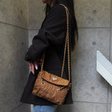 プラダ トライアングルロゴ ポコノ テスート ナイロン キルティング チェーン ミニ ショルダーバッグ ブラウン - NEWSED