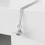 ヴィヴィアン ウエストウッド オーブ ラインストーン クリア シルバー ネックレス - NEWSED