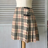 バーバリー ブルー レーベル ノバチェック プリーツ ウール ミニスカート ベージュ - NEWSED