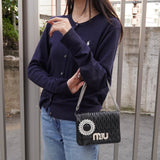 ミュウミュウ マテラッセ ビジュー レザー チェーン ショルダーバッグ ブラック - NEWSED