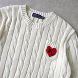 ポロ ラルフローレン ハートロゴ ケーブル編み 半袖ニット ホワイト レディース - NEWSED