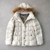 バーバリー ブルーレーベル ファー ダウンジャケット ダウンコート ファー取り外し可能 レディース ホワイト - NEWSED