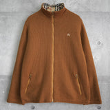 バーバリー ブルーレーベル ホースロゴ ジップアップ ニット ノバチェック裏地 キャメル - NEWSED