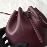 ジルサンダー ドローストリング レザー 巾着バッグ ハンドバッグ ボルドー - NEWSED