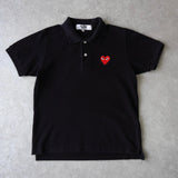 プレイ コムデギャルソン ハートロゴ 半袖ポロシャツ ブラック - NEWSED