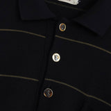 セリーヌ ヴィンテージ ボーダー柄 トリオンフ ワッペン 金ボタン シルク混紡 ポロニット ブラック - NEWSED