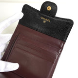 シャネル ココマーク マトラッセ キャビアスキン コンパクトウォレット 三つ折り財布 ブラック - NEWSED