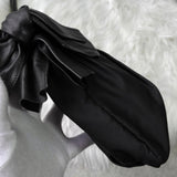 プラダ ジャガード テスートナイロン / レザー ギャザー リボン ショルダーバッグ ブラック - NEWSED