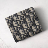 ディオール サドル オブリーク キャンパス / レザー 三つ折り財布 ネイビー - NEWSED