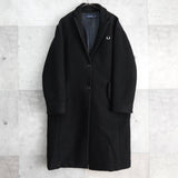フレッドペリー ロゴ刺繍 起毛 ロングコート コクーンコート チェスターコート ブラック - NEWSED