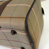 バーバリー ロゴ チェック柄 キャンバス / レザー ボストンバッグ カーキ / ブラウン - NEWSED