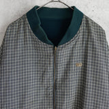 ラコステ リバーシブル ブルゾン スタジャン ロゴパッチ チェック柄 グリーン/カーキ - NEWSED