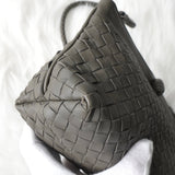 ボッテガ ヴェネタ イントレチャート レザー がま口 ハンドバッグ グレー - NEWSED