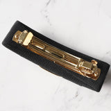 サルバトーレ フェラガモ ヴァラリボン キャンバス バレッタ 髪留め ブラック / ゴールド 箱付き - NEWSED