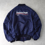 バレンシアガ ロゴ 中綿入り ボンバージャケット ネイビー - NEWSED