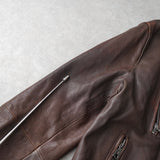 ジョン ヴァルベイトス ダブル ライダースジャケット レザージャケット ダークブラウン - NEWSED