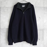 サルバトーレ フェラガモ カシミヤ混紡 ガンチーニジッパー フルジップ ジップアップ ニット ドライバーズニット ダークネイビー - NEWSED