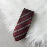 バレンシアガ ヴィンテージ シルク ストライプ柄 ロゴ ネクタイ ワインレッド - NEWSED
