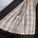 バーバリー ロンドン ボア レザー スエード調 ジッパー ムートンジャケット ノバチェック裏地 ブラック - NEWSED