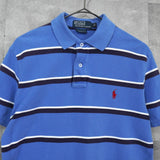 ポロ ラルフローレン ボーダー柄 半袖ポロシャツブルー - NEWSED