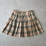 バーバリー ブルー レーベル ノバチェック プリーツ ウール ミニスカート ベージュ - NEWSED