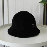 アミパリ アミ パリス ハートロゴ コーデュロイ バケットハット 帽子 ブラック - NEWSED