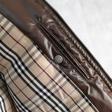 バーバリー ブラックレーベル ファー襟 パテント ダウンジャケット ブラウン - NEWSED