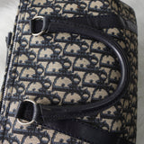 クリスチャンディオール トロッター キャンバス / レザー ミニボストンバッグ ネイビー - NEWSED