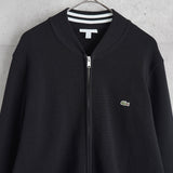 ラコステ ロゴパッチ ジップアップ ニットジャケット カーディガン ブラック - NEWSED
