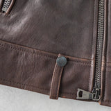 ジョン ヴァルベイトス ダブル ライダースジャケット レザージャケット ダークブラウン - NEWSED