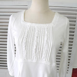 クレージュ スクエアネック フリル 七分丈 チュニック カットソー ホワイト - NEWSED