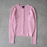 ラルフローレン ロゴ ケーブル編み ニットカーディガン パステルピンク - NEWSED