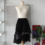 サカイ チュール アシンメトリー フリルスカート 変形 異素材切り替え ブラック - NEWSED