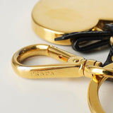 プラダ サフィアーノレザー ハート キーリング チャーム キーホルダー ゴールド / ブラック - NEWSED