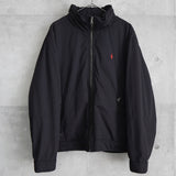 ポロ バイ ラルフローレン ナイロンジャケット フリース裏地 ロゴ刺繍 ブラック - NEWSED
