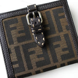 フェンディ ズッカ キャンバス / レザー 二つ折り財布 ブラウン - NEWSED