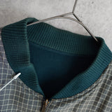 ラコステ リバーシブル ブルゾン スタジャン ロゴパッチ チェック柄 グリーン/カーキ - NEWSED