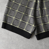 アルマーニ エクスチェンジ 千鳥格子柄 ニット セットアップ カーディガン ショートパンツ レディース グレー - NEWSED