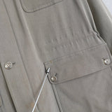 バーバリー フェイクレイヤード レザー襟 ハーフコート ハンティングジャケット ライナー付き グレーカーキ/ブラウン - NEWSED