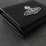 ヴィヴィアン ウエストウッド オーブロゴ レザー 三つ折り財布 ブラック - NEWSED