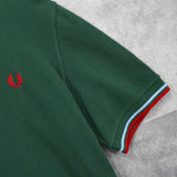 フレッドペリー ロゴ刺繍 半袖ポロシャツ グリーン - NEWSED