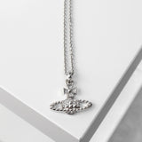 ヴィヴィアン ウエストウッド オーブロゴ ラインストーン シルバー ネックレス 箱付き - NEWSED