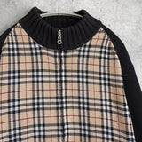 バーバリー ブラックレーベル ノバチェック柄 ジップアップ ドライバーズ ニット 切り替え ブラック/ベージュ - NEWSED