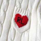 ポロ ラルフローレン ハートロゴ ケーブル編み 半袖ニット ホワイト レディース - NEWSED