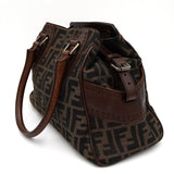 フェンディ エトニコ ズッカ柄 キャンバス/レザー ハンドバッグ ブラウン - NEWSED
