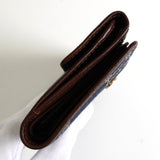 セリーヌ パリマカダム デニム / レザー コンパクトウォレット 二つ折り財布 ブルー / ブラウン - NEWSED
