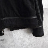 バーバリー ロンドン ボア レザー スエード調 ジッパー ムートンジャケット ノバチェック裏地 ブラック - NEWSED