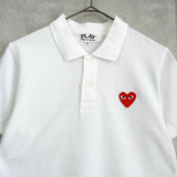 プレイ コム デ ギャルソン ハート 半袖ポロシャツ ホワイト - NEWSED